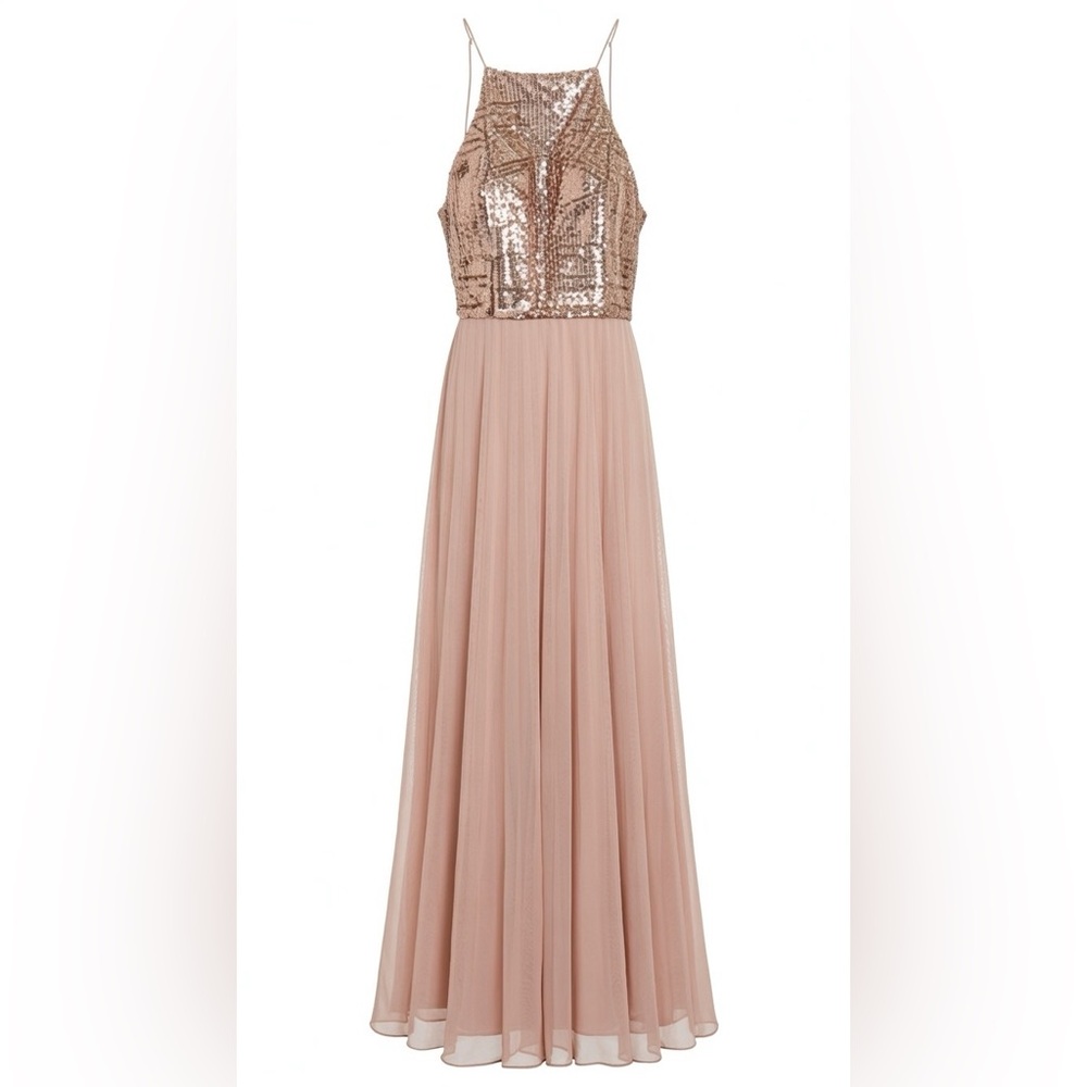 Chic Sequin Blush Evening Gown